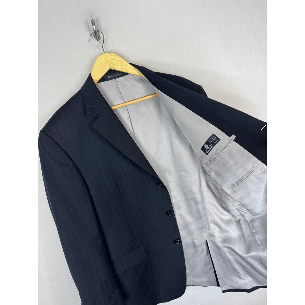 Michael Kors Mens 42R Navy Blue Pinstripe 100% Wool 3 Button Blazer‎ Suit Jacket